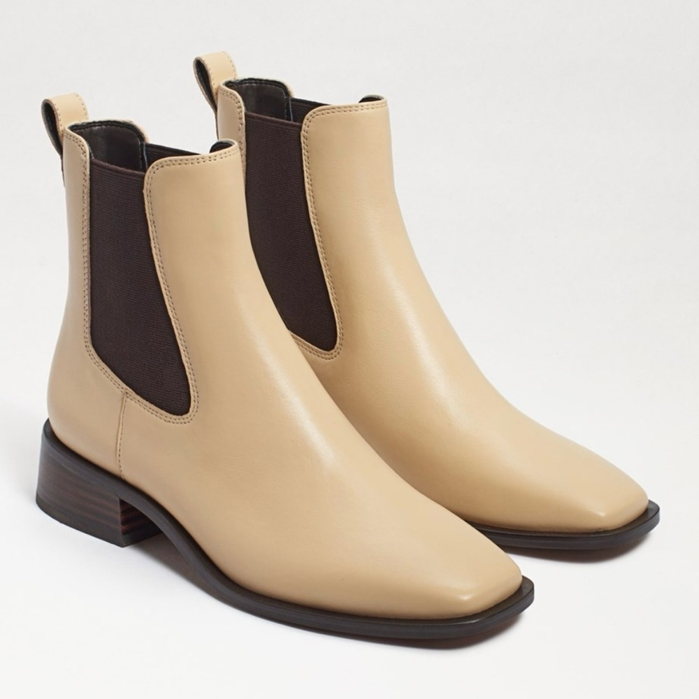 SAM EDELMAN l Thelma Chelsea Tan Ankle Boot Square Toe Elastic Side Panels Sz. 6 - Picture 13 of 13
